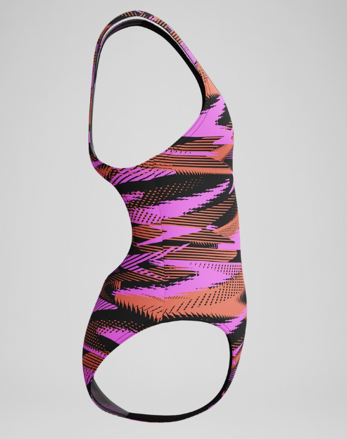 Speedo Womens HyberBoom Printed Medalist Swimsuit - Black/Pink