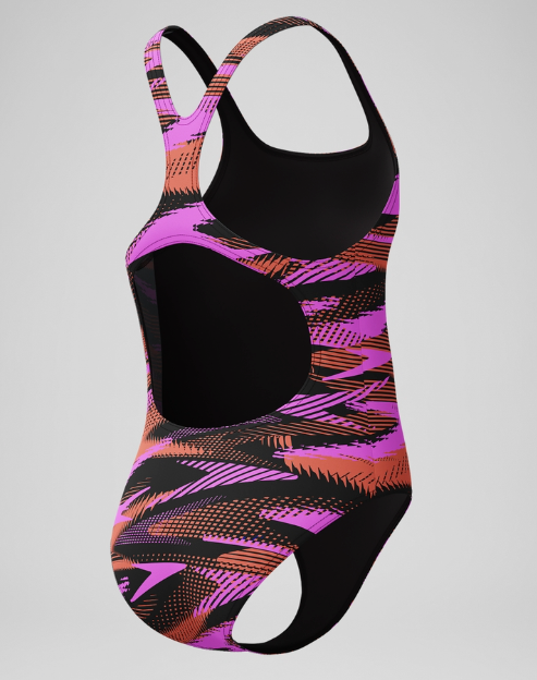 Speedo Womens HyberBoom Printed Medalist Swimsuit - Black/Pink