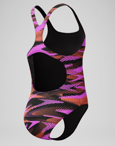 Speedo Womens HyberBoom Printed Medalist Swimsuit - Black/Pink