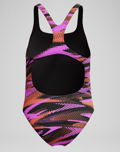 Speedo Womens HyberBoom Printed Medalist Swimsuit - Black/Pink