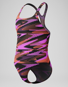 Speedo Womens HyberBoom Printed Medalist Swimsuit - Black/Pink