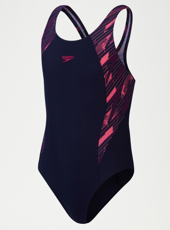 Speedo Girls HyperBoom Splice Muscleback Swimsuit Navy/Pink
