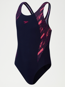 Speedo Girls HyperBoom Splice Muscleback Swimsuit Navy/Pink