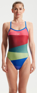 Speedo Women's Placement Digital Powerback Swimsuit - Red/Green/Blue