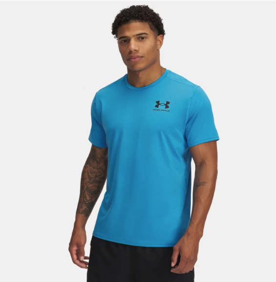 Under Armour Men's HeatGear Fitted Short Sleeve Tee Shirt - Ether Blue/Black (452)