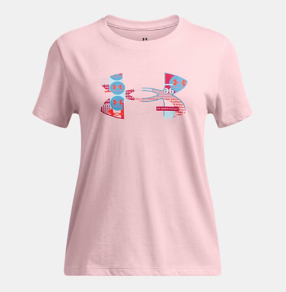 Under Armour Girls' Big Logo UA Fill Short Sleeve Tee - Prime Pink/STREAM/Shaded Fuchsia (647)