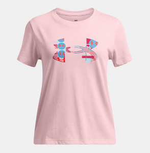 Under Armour Girls' Big Logo UA Fill Short Sleeve Tee - Prime Pink/STREAM/Shaded Fuchsia (647)