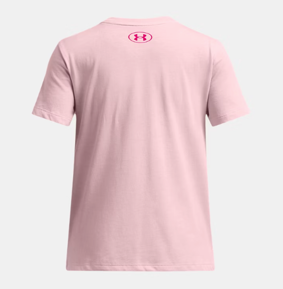 Under Armour Girls' Big Logo UA Fill Short Sleeve Tee - Prime Pink/STREAM/Shaded Fuchsia (647)