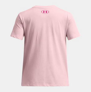 Under Armour Girls' Big Logo UA Fill Short Sleeve Tee - Prime Pink/STREAM/Shaded Fuchsia (647)