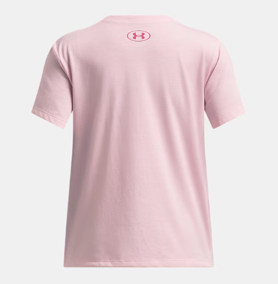 Under Armour Girls' Bubble Wordmark Short Sleeve Tee - Prime Pink/STREAM/Shaded Fuchsia (647)