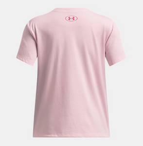 Under Armour Girls' Bubble Wordmark Short Sleeve Tee - Prime Pink/STREAM/Shaded Fuchsia (647)