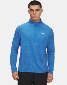 Under Armour Men's Tech Textured ½ Zip Long Sleeve - Blue Atlantis/White (402)