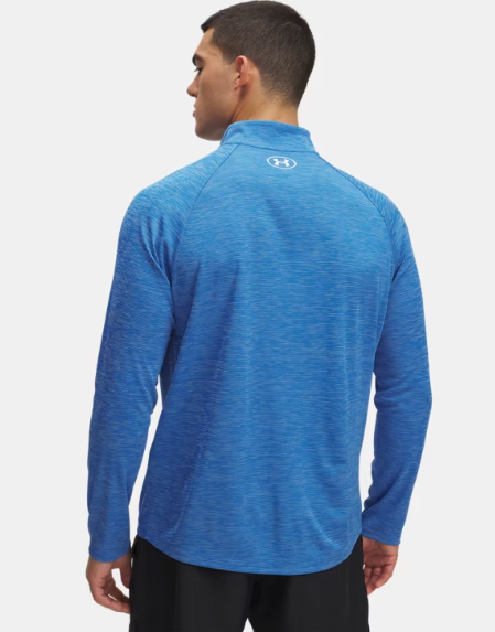 Under Armour Men's Tech Textured ½ Zip Long Sleeve - Blue Atlantis/White (402)