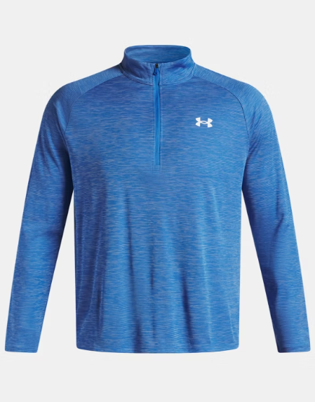 Under Armour Men's Tech Textured ½ Zip Long Sleeve - Blue Atlantis/White (402)