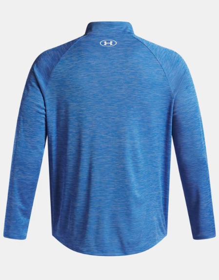 Under Armour Men's Tech Textured ½ Zip Long Sleeve - Blue Atlantis/White (402)
