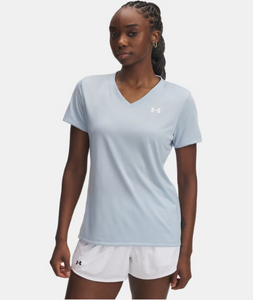 Under Armour Women's Tech™ V-Neck Short Sleeve- Blue/ Calm Blue (453)