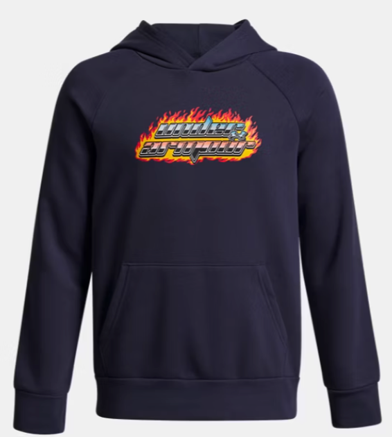 Under Armour Boys' Rival Fleece Flamin Wordmark Hoodie - Washed Navy (403)