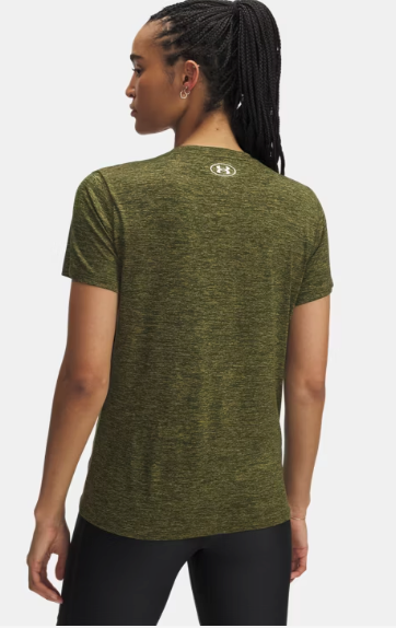 Under Armour Women's Tech Short Sleeve V-neck Twist - Expedition Green/White (308)