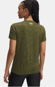 Under Armour Women's Tech Short Sleeve V-neck Twist - Expedition Green/White (308)