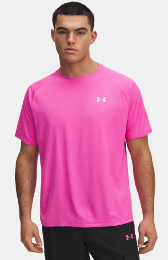 Under Armour Men's UA Tech™ Textured T-Shirt - REBEL PINK/White (652)