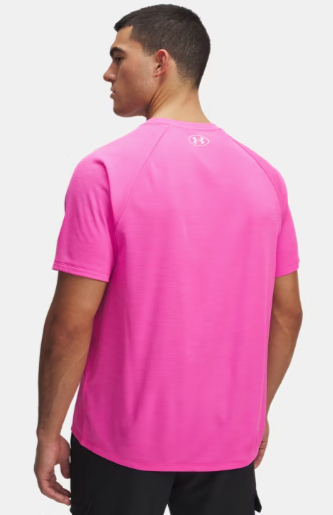Under Armour Men's UA Tech™ Textured T-Shirt - REBEL PINK/White (652)