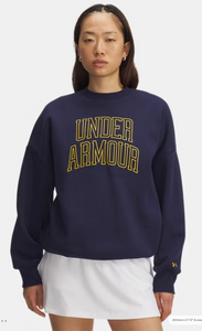 Under Armour Women's Rival Oversized Crew Varsity- Midnight Navy/ Gold League (410)