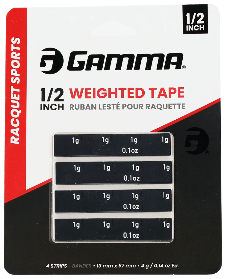 Gamma Racket Sports Weighted Tape - 1/2" width - 4 strips