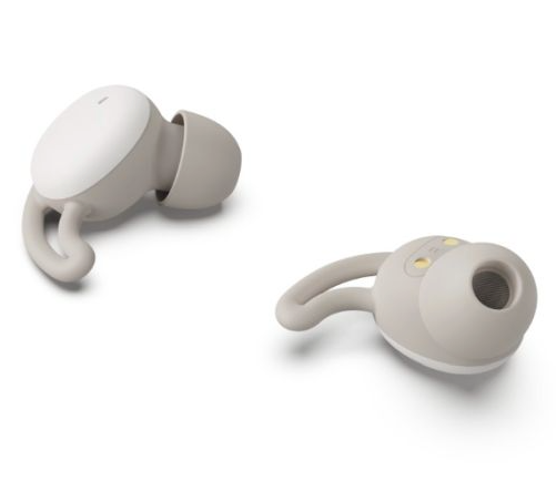 Hama Spirit Calm Bluetooth Earbuds with Mic, Ear Hooks, True Wireless, Touch Control, Voice Control, Charging Case - White/Grey