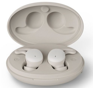 Hama Spirit Calm Bluetooth Earbuds with Mic, Ear Hooks, True Wireless, Touch Control, Voice Control, Charging Case - White/Grey