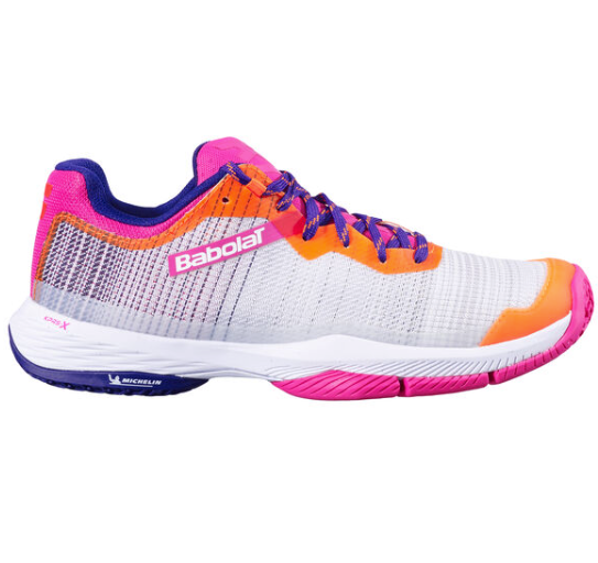 Babolat Women's JET RITMA Padel Shoes - Grey/Pink Peacock