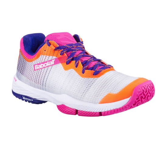 Babolat Women's JET RITMA Padel Shoes - Grey/Pink Peacock