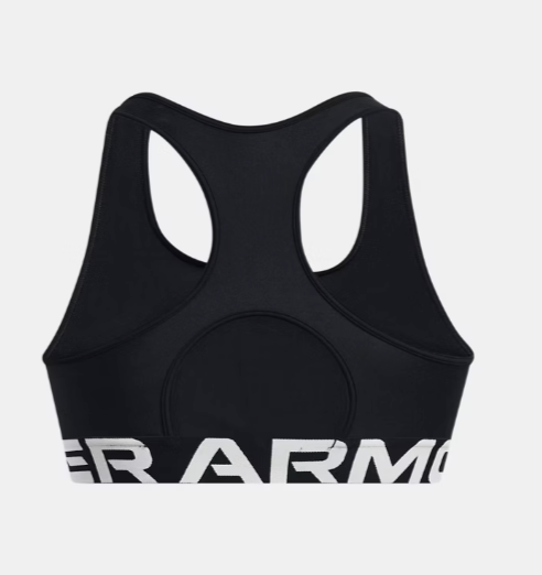 Under Armour Women's HeatGear Mid branded Sports Bra - Black/White 001