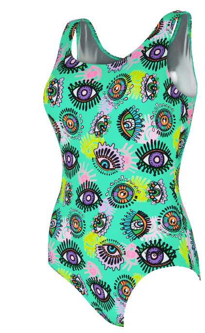 Zoggs Womens Look Inside Silver Lined Scoopback Swimsuit