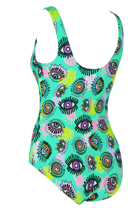 Zoggs Womens Look Inside Silver Lined Scoopback Swimsuit