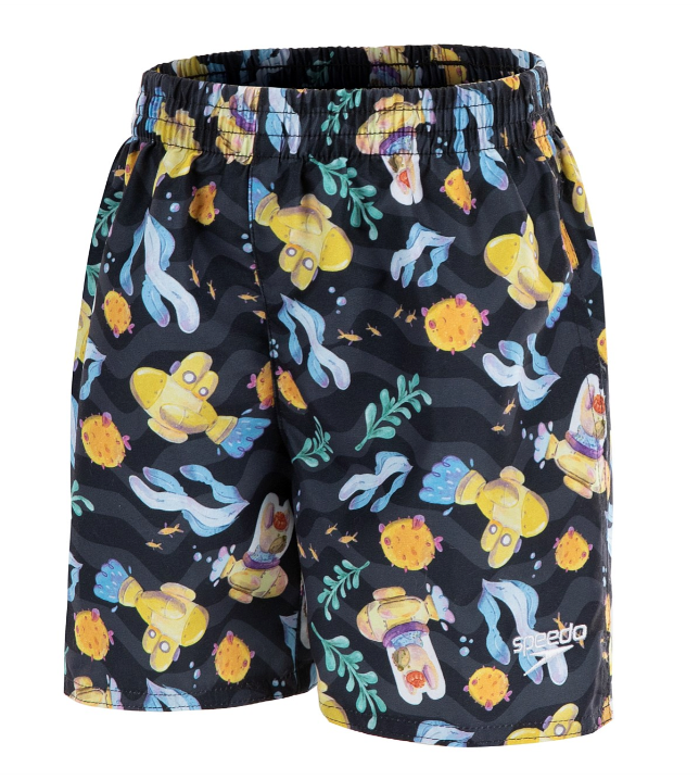 Speedo Boys Toddler 11" Swim Shorts / Watershort - Black/BlueGold