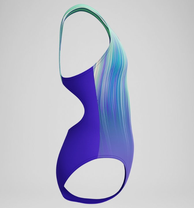 Speedo Girl's Digital Placement Splashback Swimsuit - Green/Purple