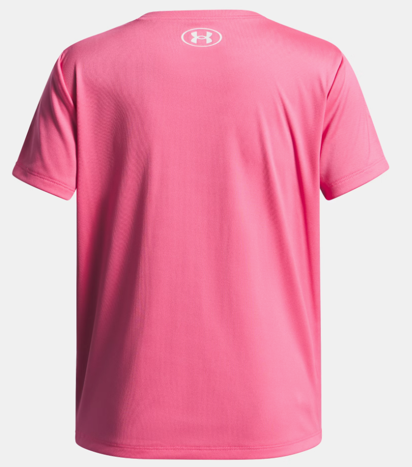 Under Armour Girls' Wordmark Graphic Short Sleeve - Super Pink / White - 672