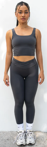 ARIA Allure Square Neck Crop Bra - Dark Charcoal