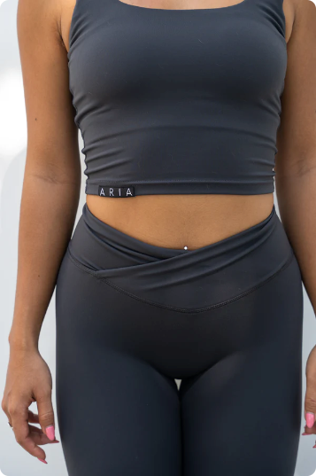 ARIA Allure Cross Front Leggings - Dark Charcoal