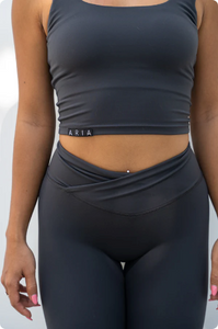 ARIA Allure Cross Front Leggings - Dark Charcoal