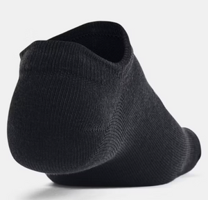 Under Armour Essential No Show Socks 6 Pack - Black/Black (Charcoal)(001)