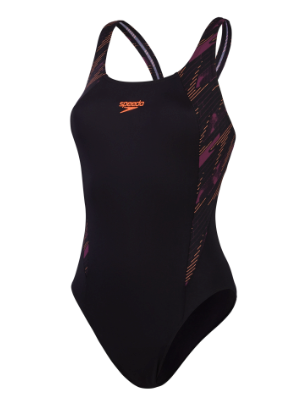 Speedo Women's Hyperboom Splice Muscleback Swimsuit - Black/Plum Dandy/Siren Red