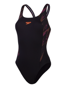 Speedo Women's Hyperboom Splice Muscleback Swimsuit - Black/Plum Dandy/Siren Red