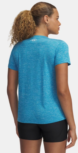 Under Armour Women's Tech™ Twist V-Neck Short Sleeve- Ether Blue/White (452)