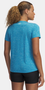 Under Armour Women's Tech™ Twist V-Neck Short Sleeve- Ether Blue/White (452)