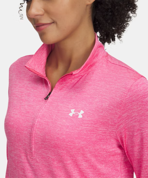 Under Armour Women's Tech  1/2 Zip  - Super Pink/ White (672)