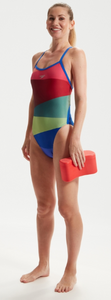 Speedo Women's Placement Digital Powerback Swimsuit - Red/Green/Blue