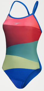 Speedo Women's Placement Digital Powerback Swimsuit - Red/Green/Blue