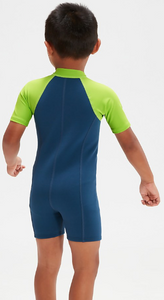 Speedo Boys Learn to Swim Neoprene Wetsuit - HARMONY BLUE/GREEN LIZARD