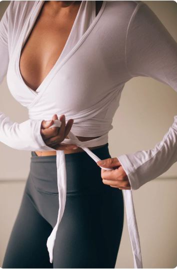 ARIA Women's Longsleeve Wrap Top - White Cloud